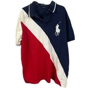 Polo Ralph Lauren Men's Big Pony Red‎ White and Blue Polo Shirt- Size XL